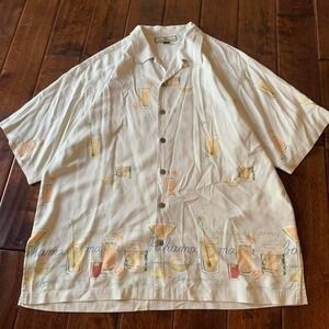 Tommy Bahama 100% Silk Cocktail Print Camp Shirt